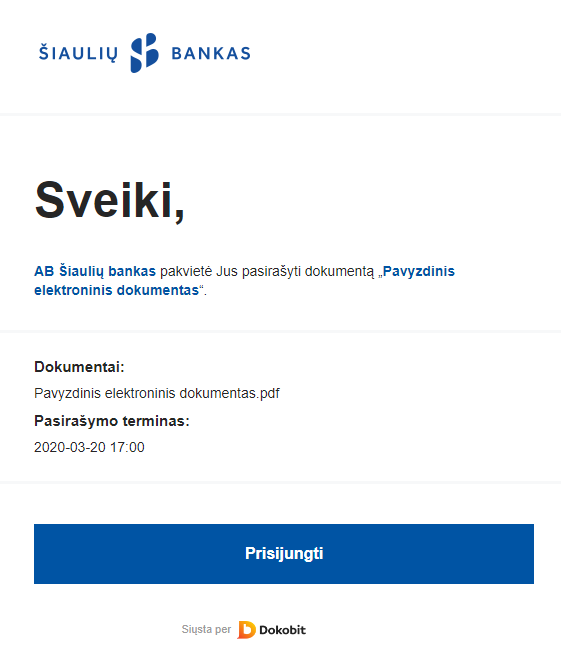 Kvietimas pasirašyti Dokobit