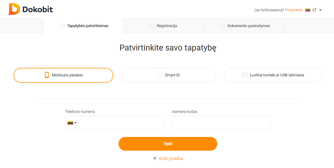 Tapatybės patvirtinimas Dokobit