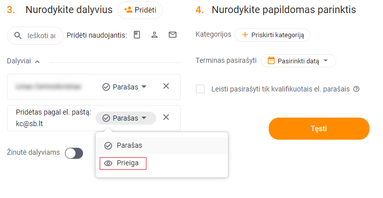 Dokumento dalyviai Dokobit