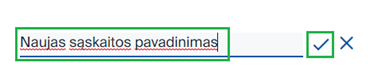 Naujas sąskaitos pavadinimas