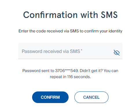 Confirmation with SMS