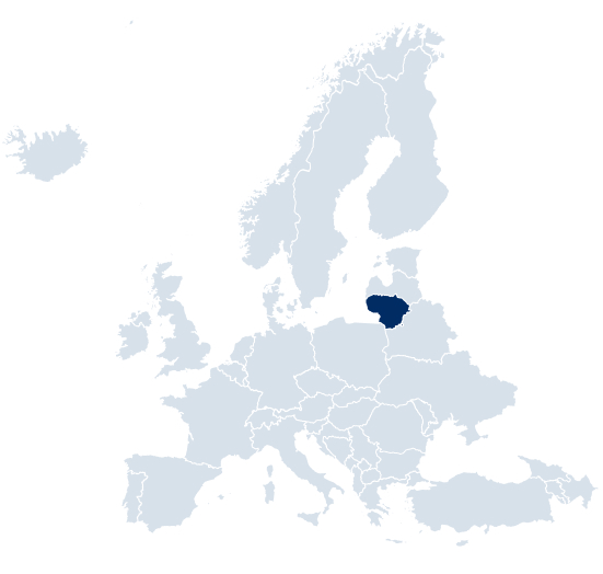 Map with Lithuania marked in it