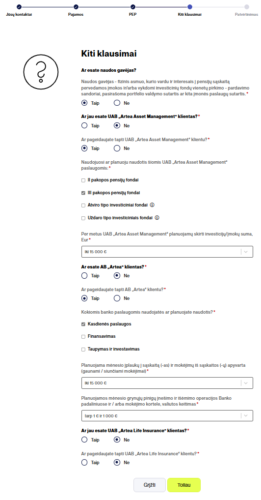 Kiti klausimai