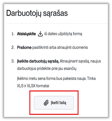 Sąrašo įkėlimo instrukcija
