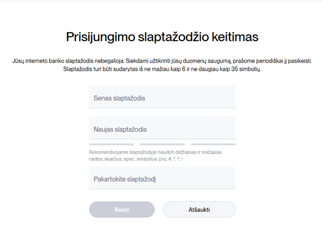 Slaptažodžio keitimo iliustracija
