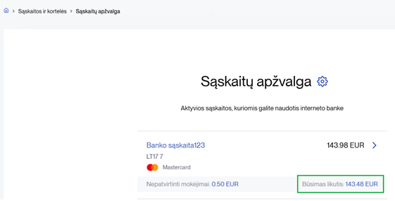 Sąskaitų apžvalga