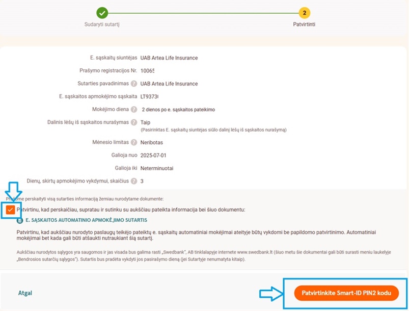 Instruction: confirm, that you agree with conditions and confirm the agreement