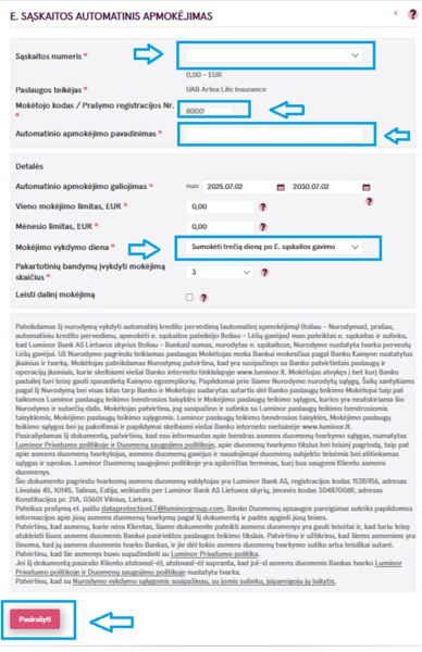 Instruction: select the account and sign the payment