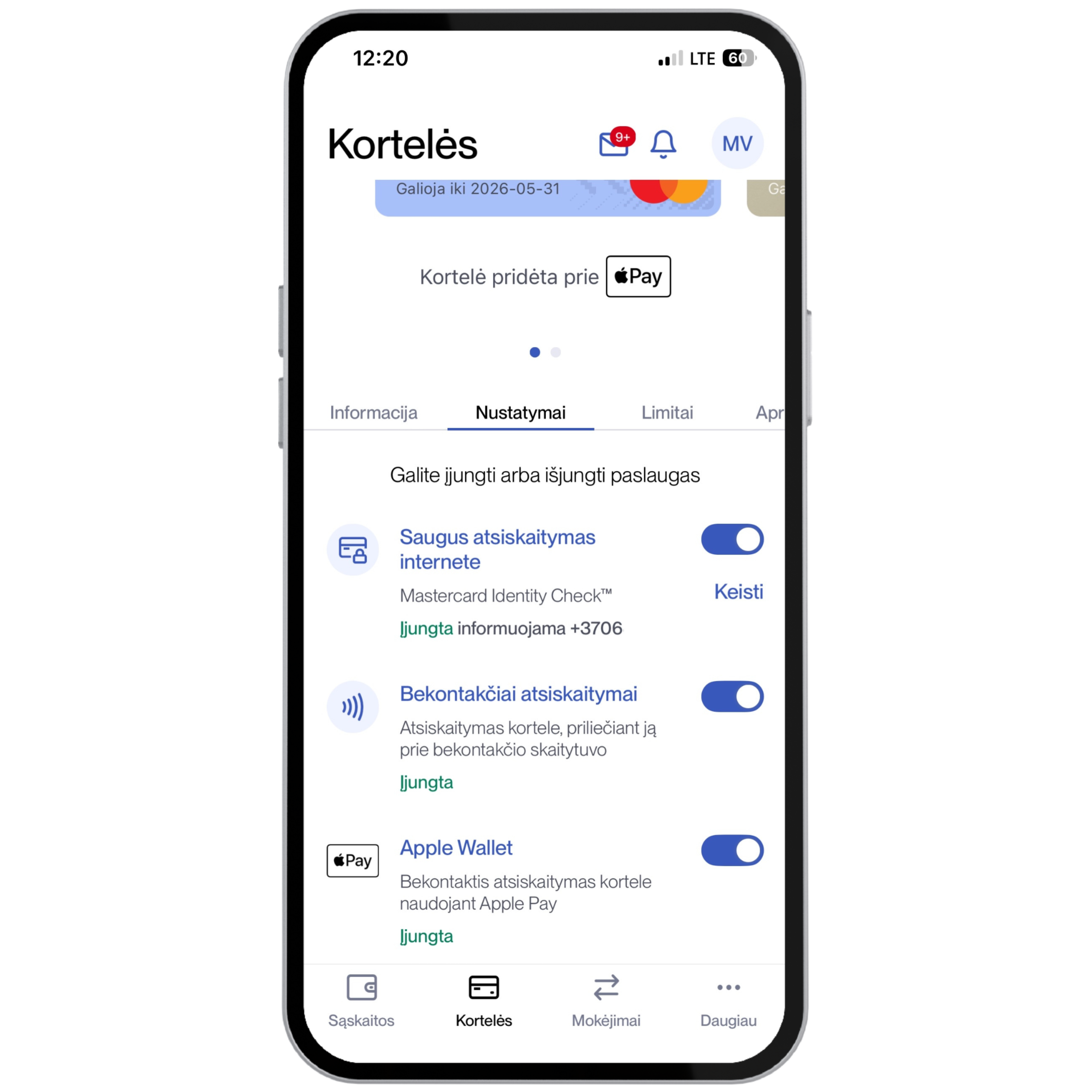 Apple pay nustatymai