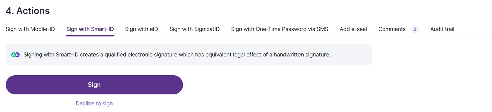 Document signing via Dokobit
