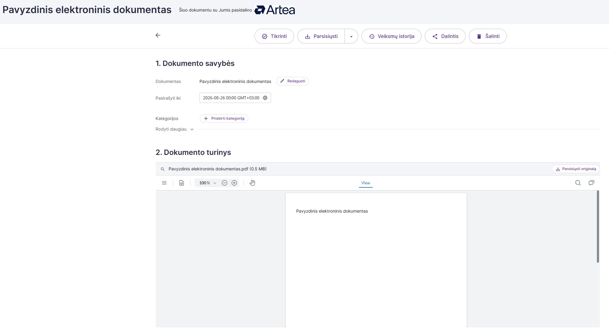 Dokumento peržiūra Dokobit