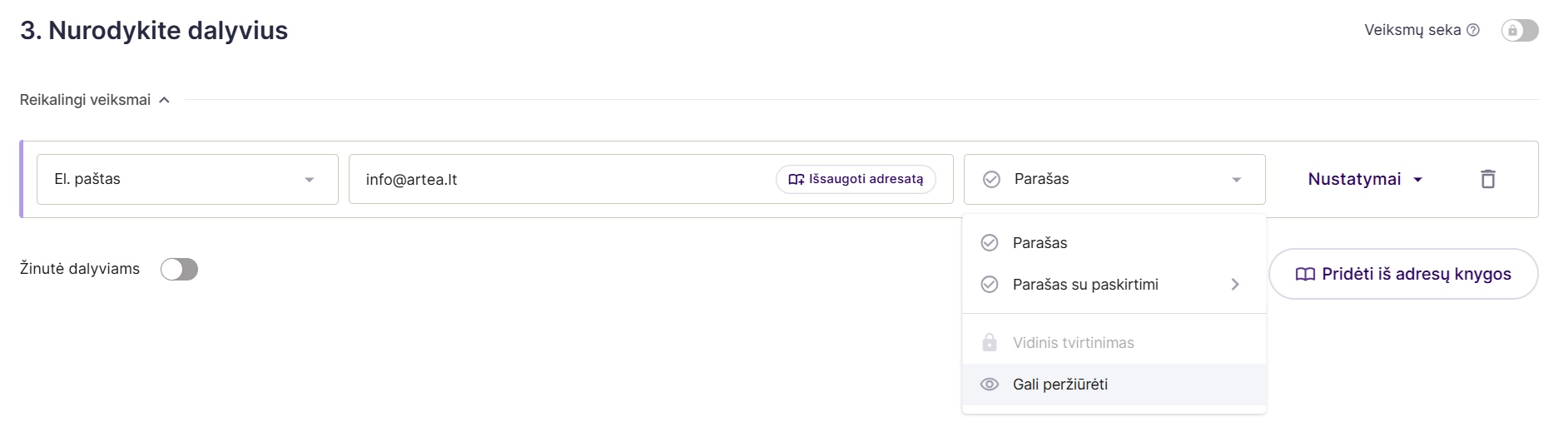 Dokumento dalyviai Dokobit